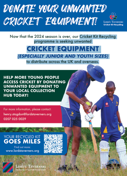 Cricket Kit Recycling programme needs CRICKET EQUIPMENT